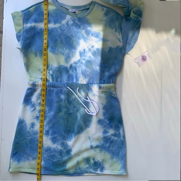 Angel Kiss Tie Dye Sweatshirt Dress NWT in blues & green pastel colors,‎ large - Picture 6 of 9